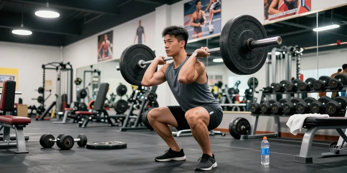 Utionon Steroide für Muskelaufbau: Athlet beim Krafttraining im Fitnessstudio