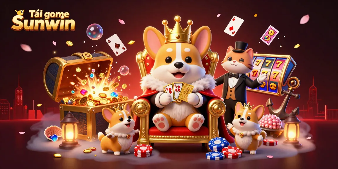 Engage with Tải game Sunwin in this vibrant 3D scene featuring royal gaming characters and dynamic casino elements.
