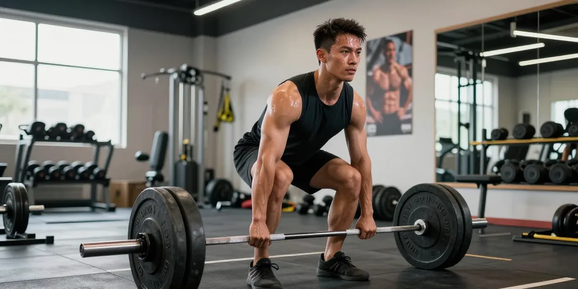 Anabolika Shop Deutschland: Bodybuilder beim Deadlift-Training im Fitnessstudio mit motivierender Atmosphäre.