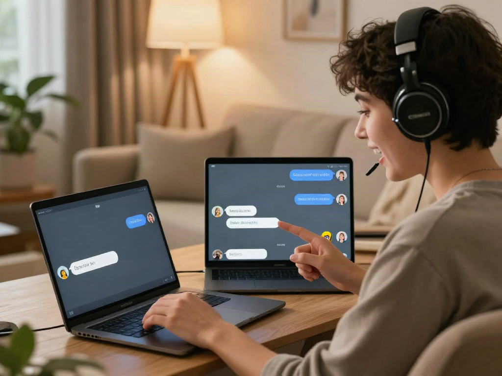 Engaging intimate conversation in porn chat with AI companion in cozy setting.