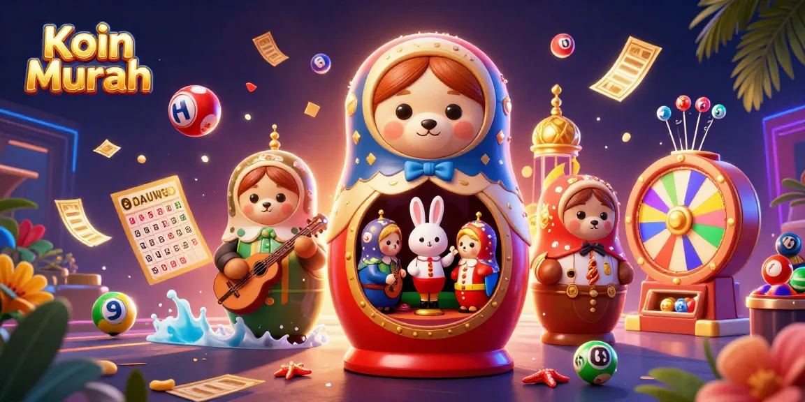 Mengisi Koin Murah untuk permainan digital, menampilkan karakter lucu dengan elemen kasino.